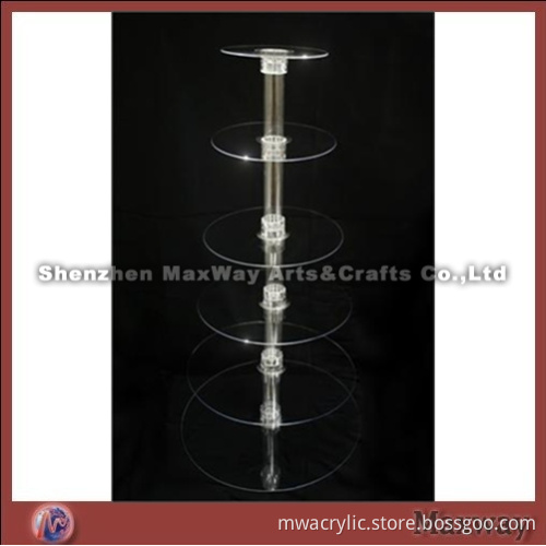 Clear Round Promotional Acrylic 6 Tiers Tower Birthsday Party Cakes Display Stand Rack